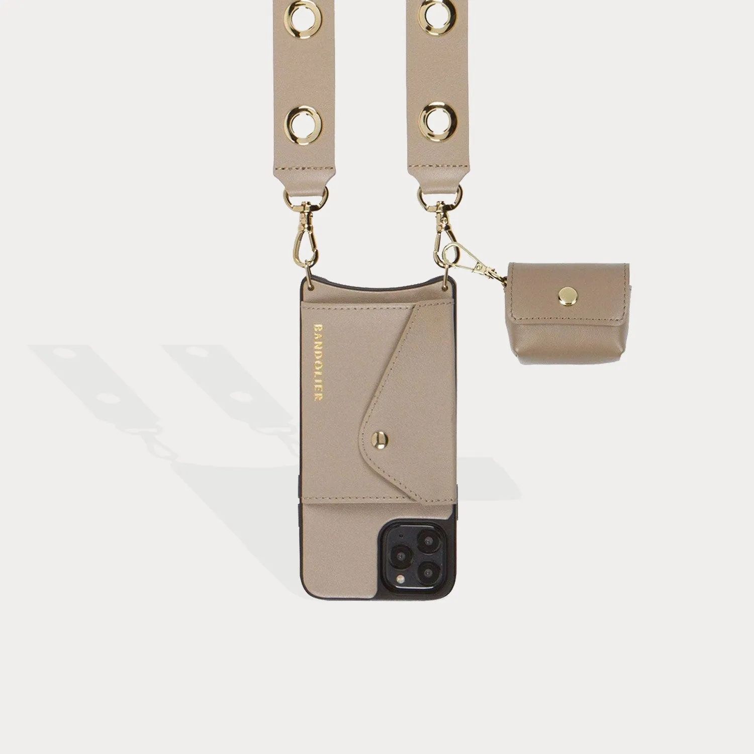 Avery AirPods Clip-On Pouch - Taupe/Gold