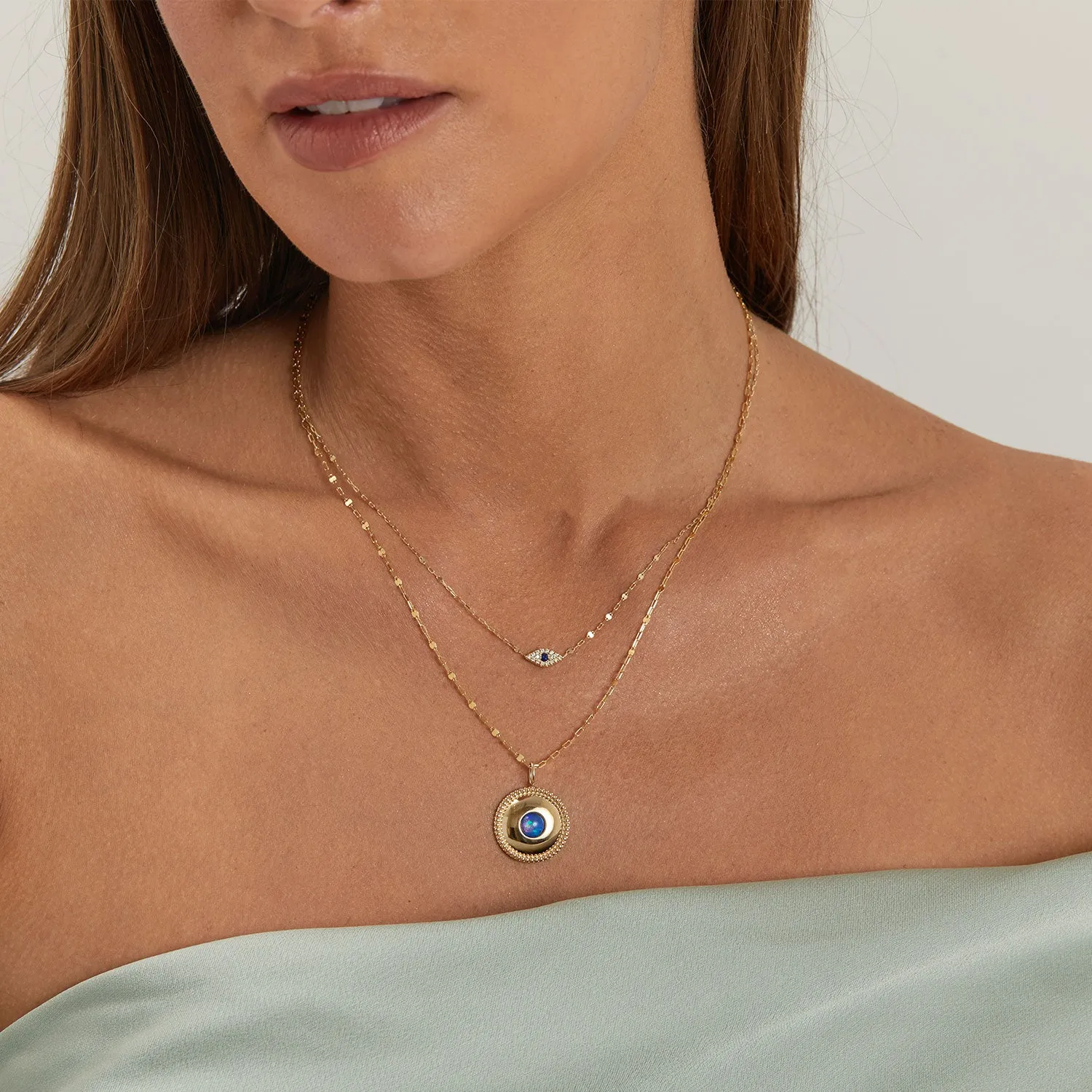 Beaded Opal Medallion Charm