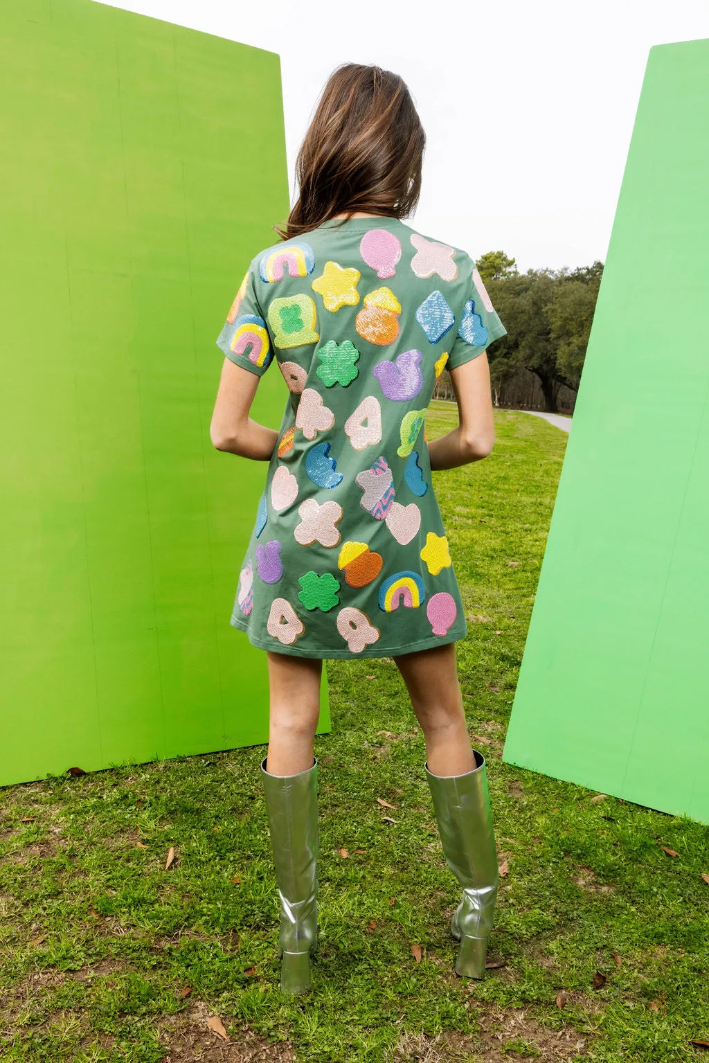 Dark Green Lucky Charm Icon Tee Dress