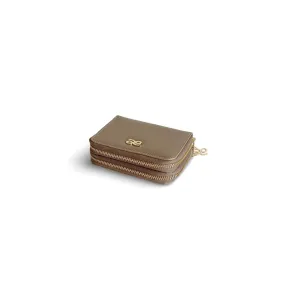 DOUBLE ZIP WALLET PU TAN TAUPE