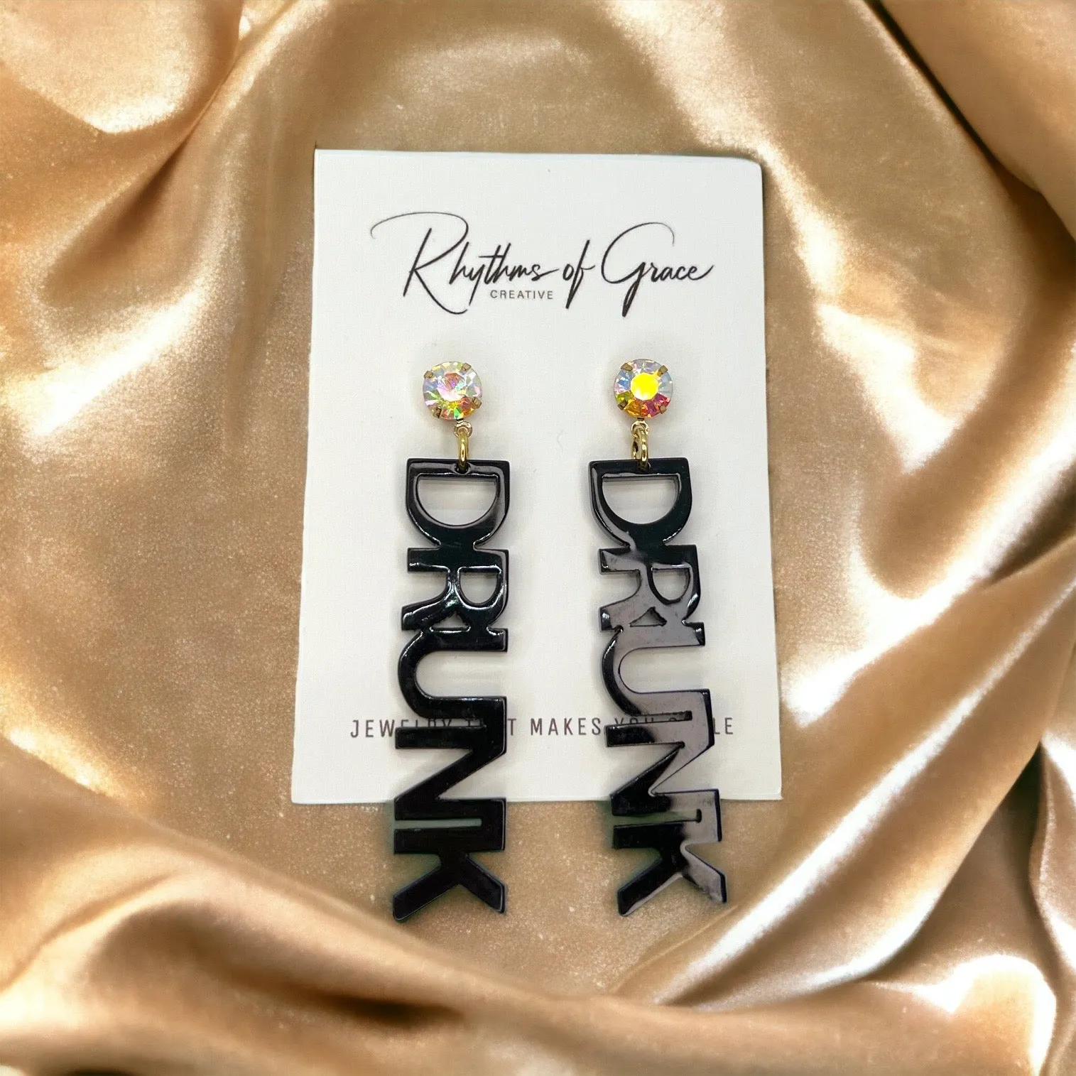 Drunk Earrings - Bartender Earrings, Bachelorette Party, New Year's Eve, NYE Earrings, Disco Party