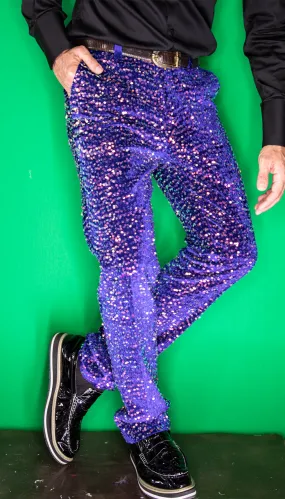 glitter pants men blue