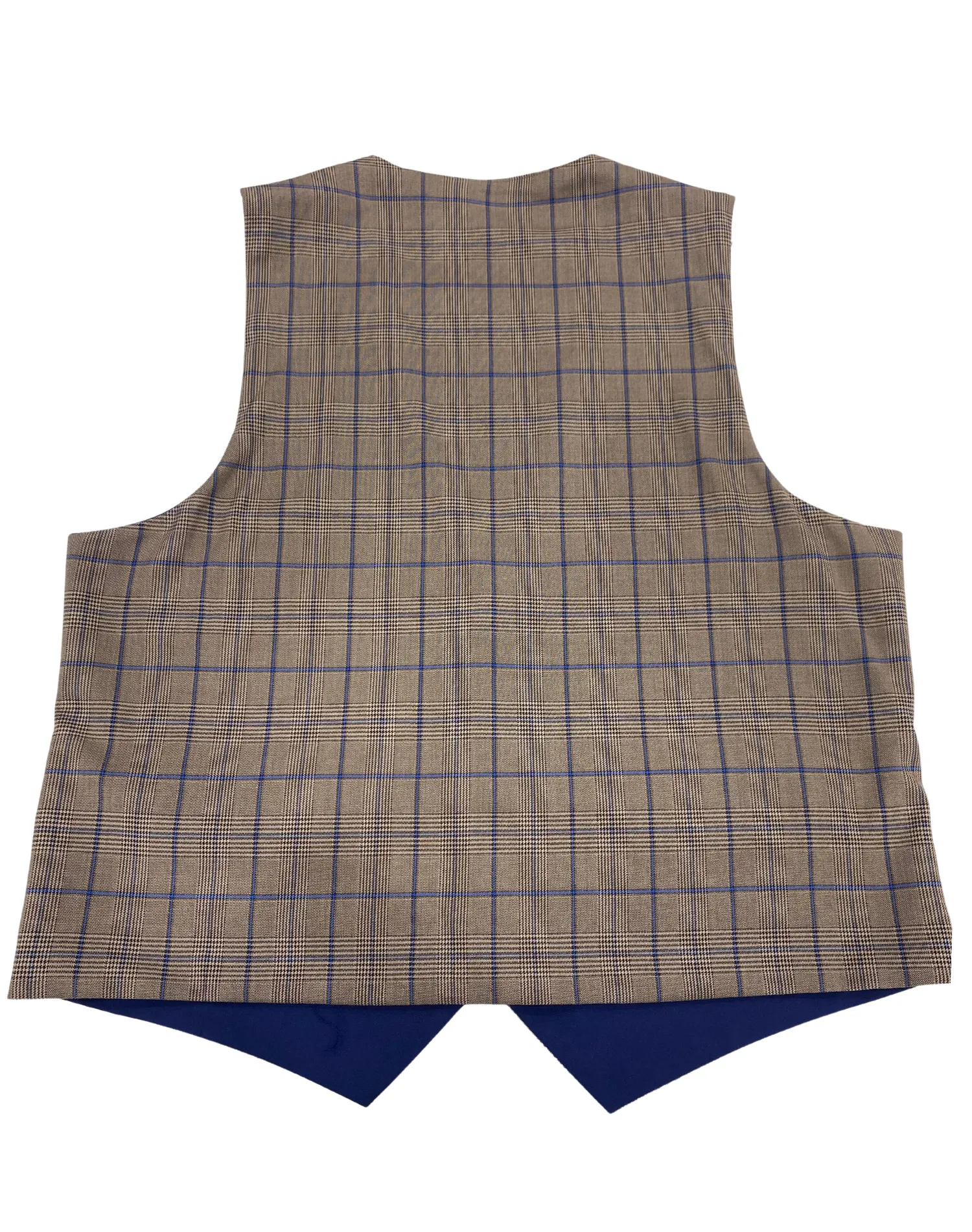 Mazari Plaid Reversible Performance Vest - Tan with Navy