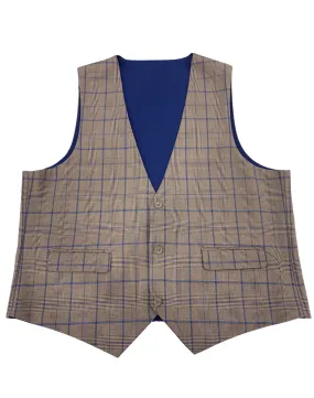 Mazari Plaid Reversible Performance Vest - Tan with Navy