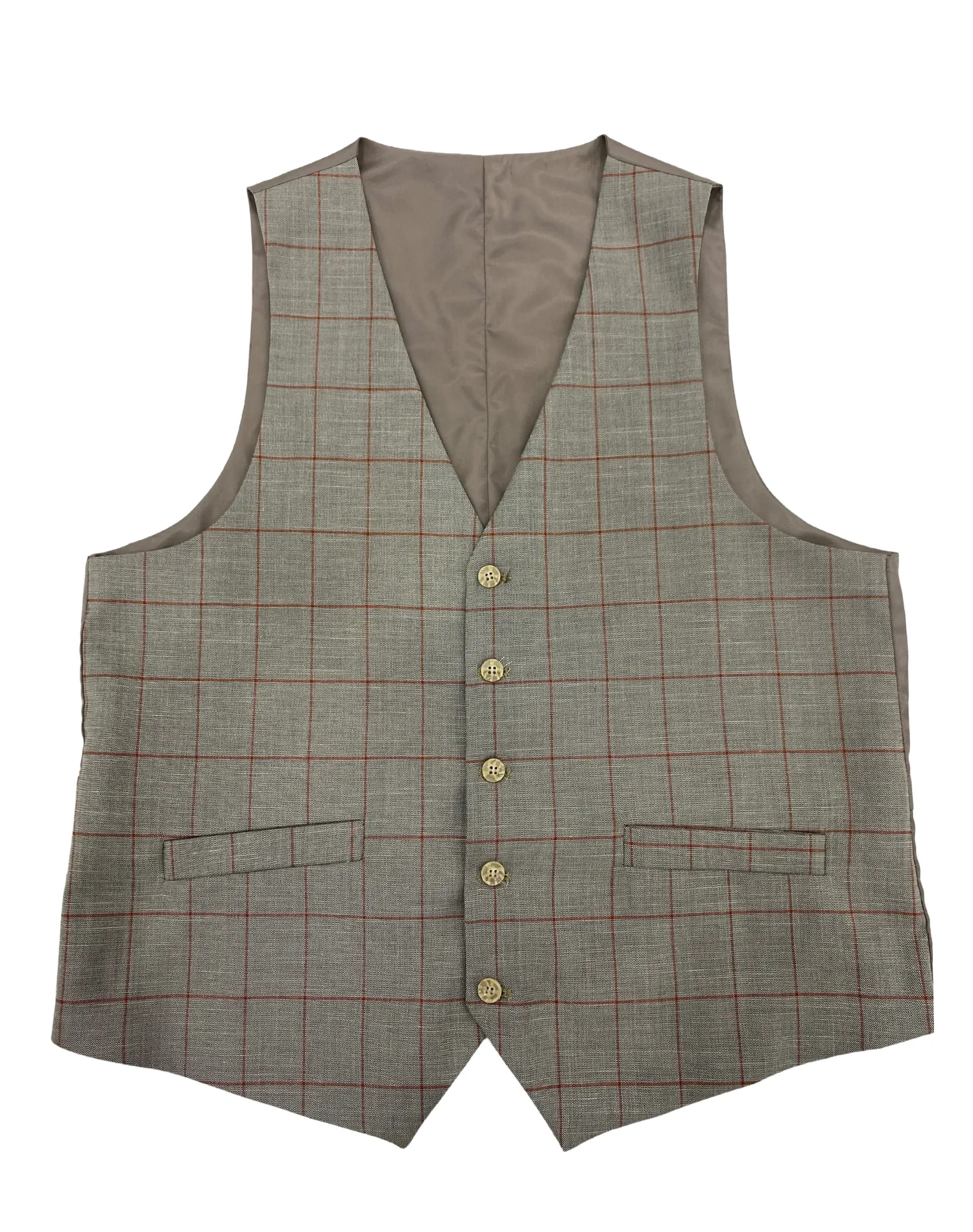 Mazari Windowpane Performance Stretch Vest - Tan with Rust