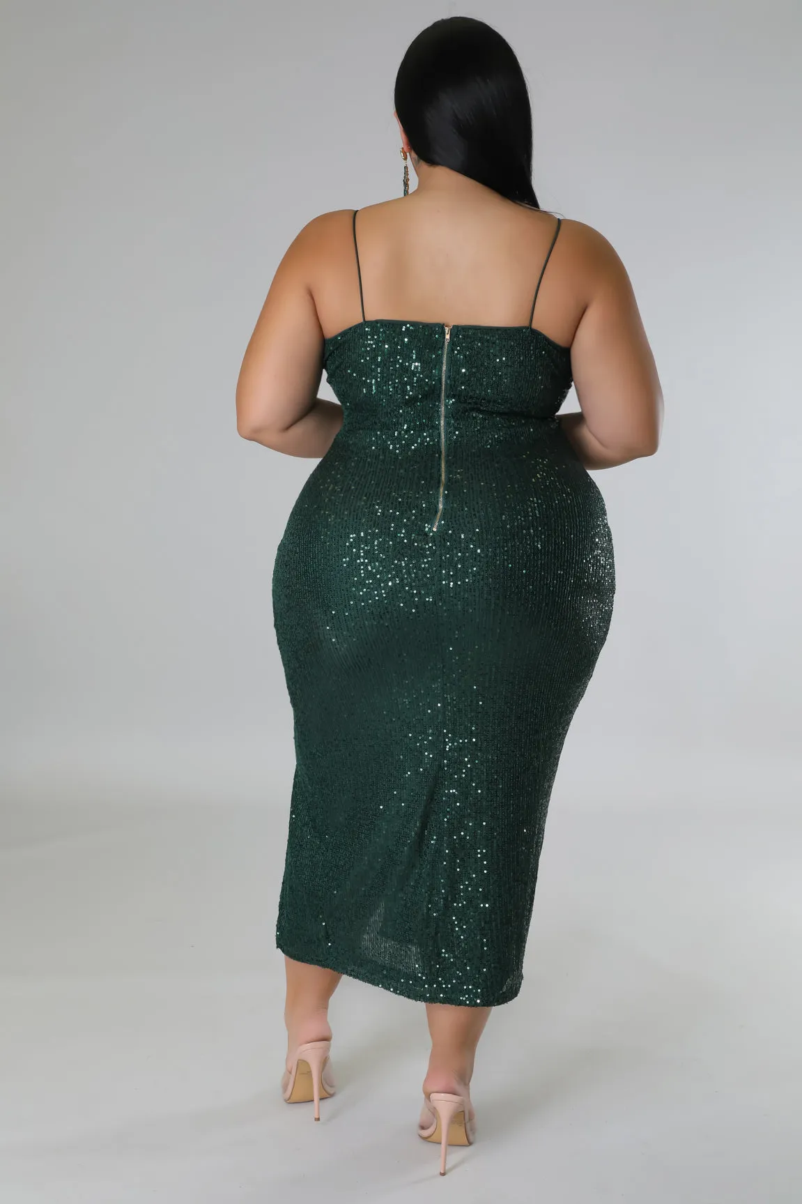 Royal Curves Hunter Green Glitter Dress