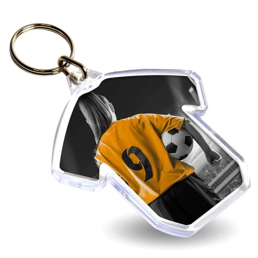 S-Shirt Shaped Blank Plastic Photo Insert Keyring - 60 x 38mm - Pack of 50