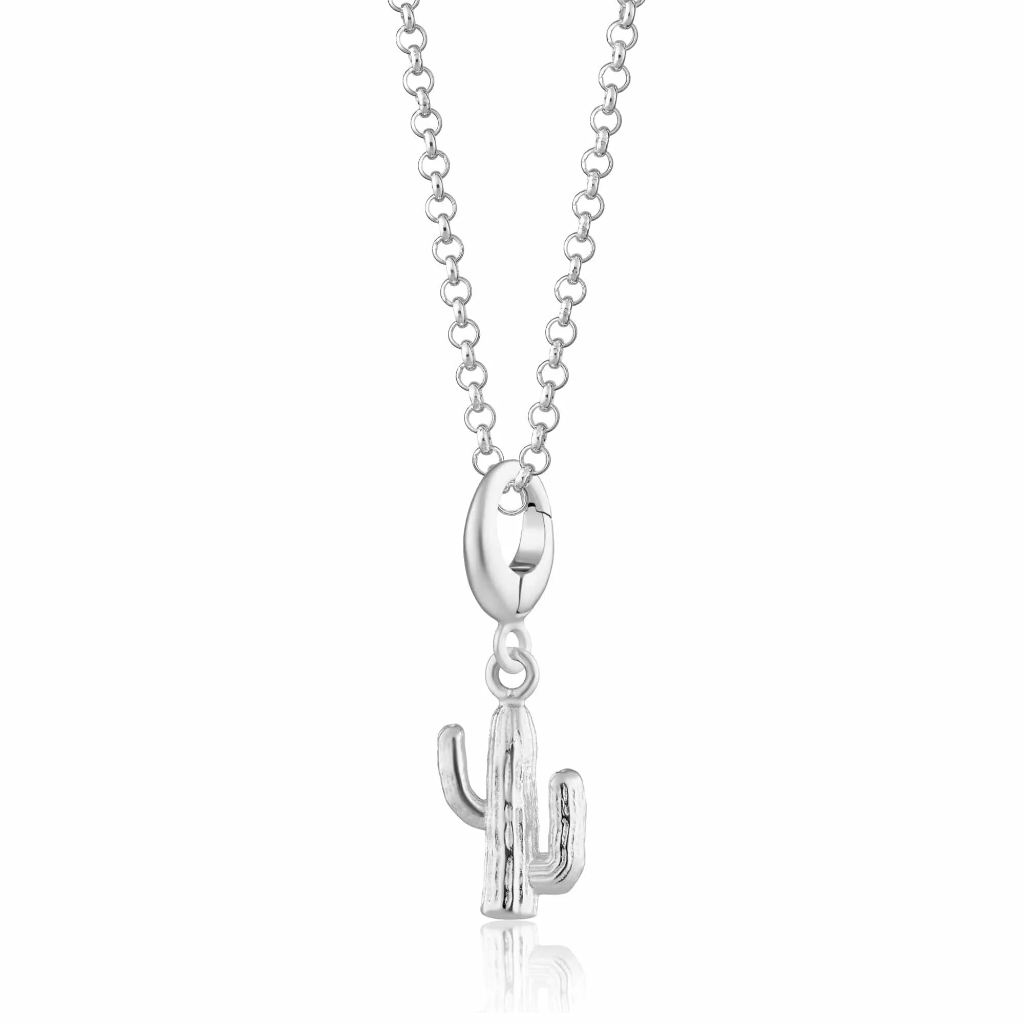 Silver Cactus Charm Necklace