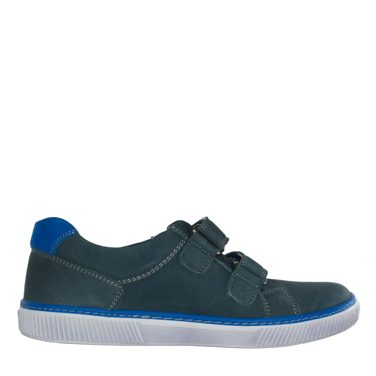 Szamos kid boy sneakers in dark grey and blue color with double velcro strap big kid size