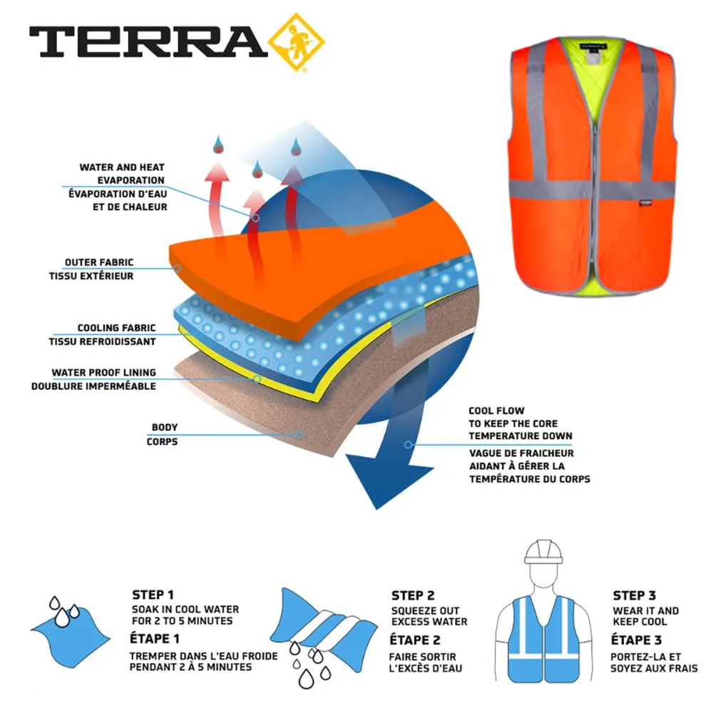 Terra Hi-Vis Cooling Vest with Zipper 116621 - Orange